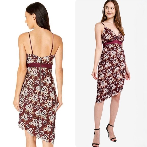 BARDOT Floral Guipure Crochet Lace Sleeveless V-Neck Empire Waist Sheath Dress 2 - Picture 7 of 11